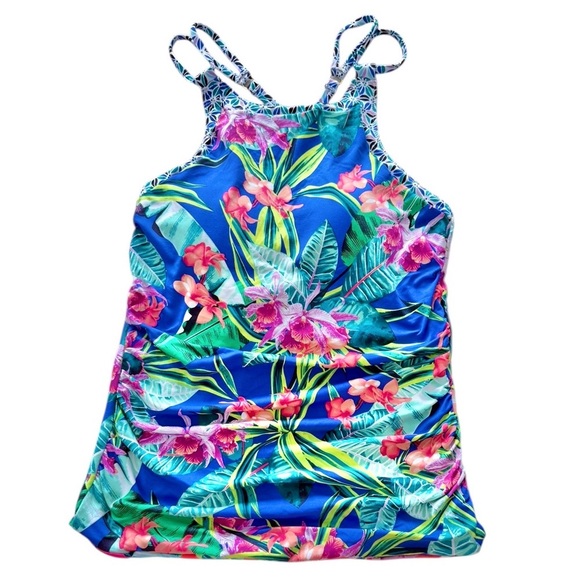 NWOT Tommy Bahama Orchid Groves Reversible Cross Back Tankini Top